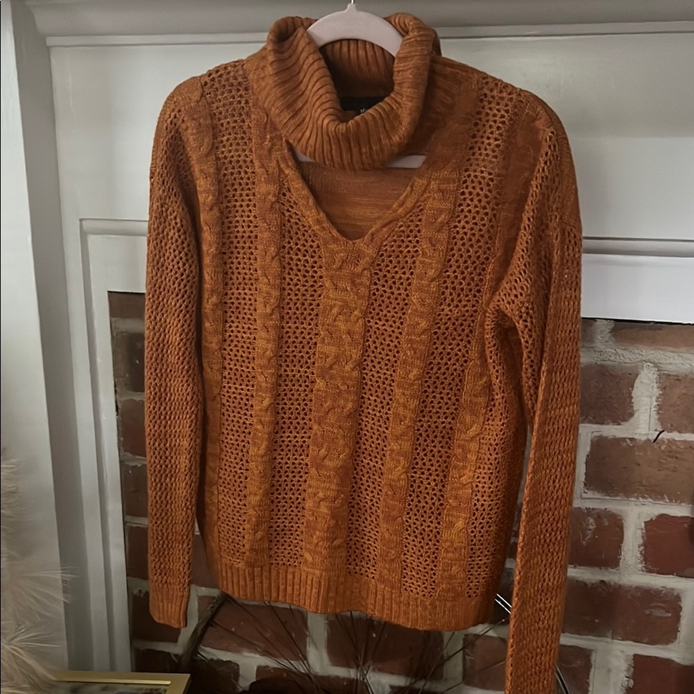Allison Brittney Cowl Neck Sweater - Warm Orange